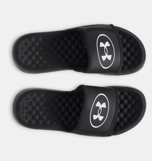Under Armour Slide's כפכפי אנדר ארמור בצבע שחור לוגו לבן